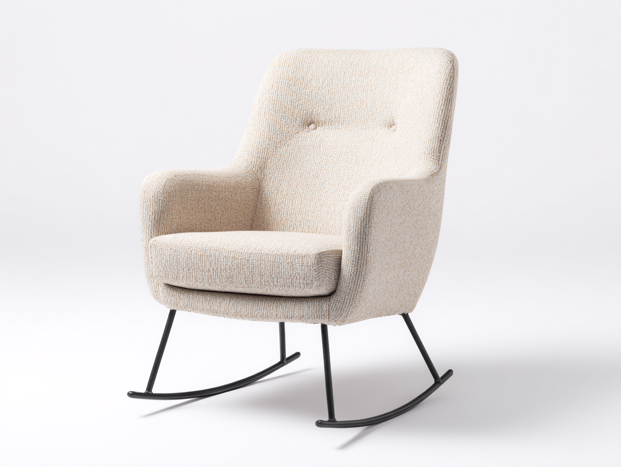 Sedia a dondolo-Tessuto-Metallo-78x72x94 cm-Beige-Nero-Stile contemporaneo-Karayinterior