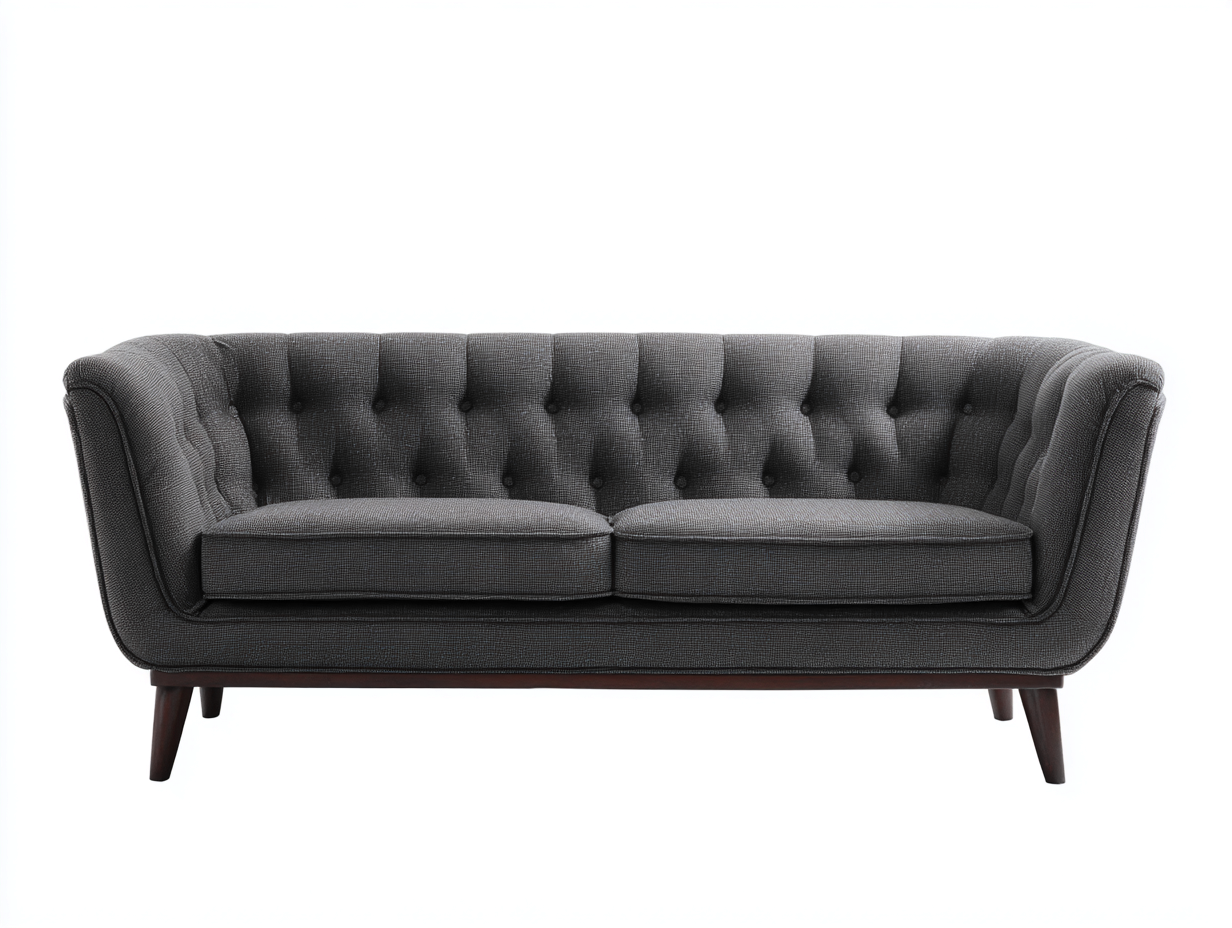 Divano a due posti-Tessuto-Legno-188x88x78 cm-Grigio scuro-Stile Chesterfield contemporaneo-Karayinterior