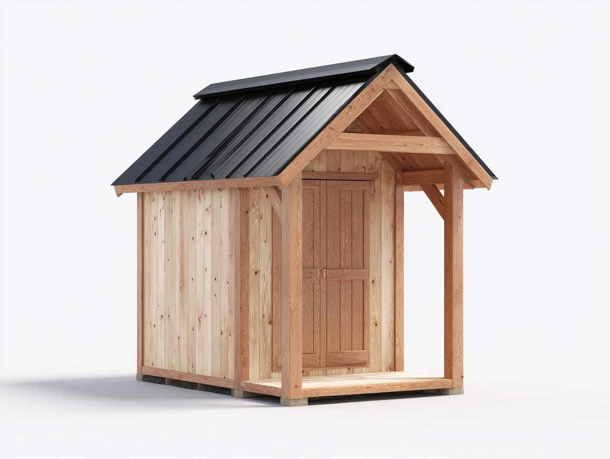 Casetta da giardino - Legno-Metallo - 240x180x245 cm - Naturale-Nero - Stile rustico-Karayinterior