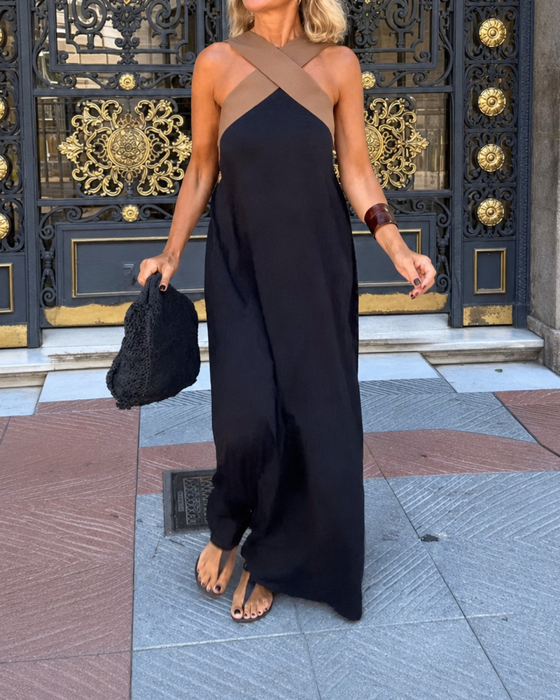 Casuals Cotton And Linen Lace-up Maxi Dress