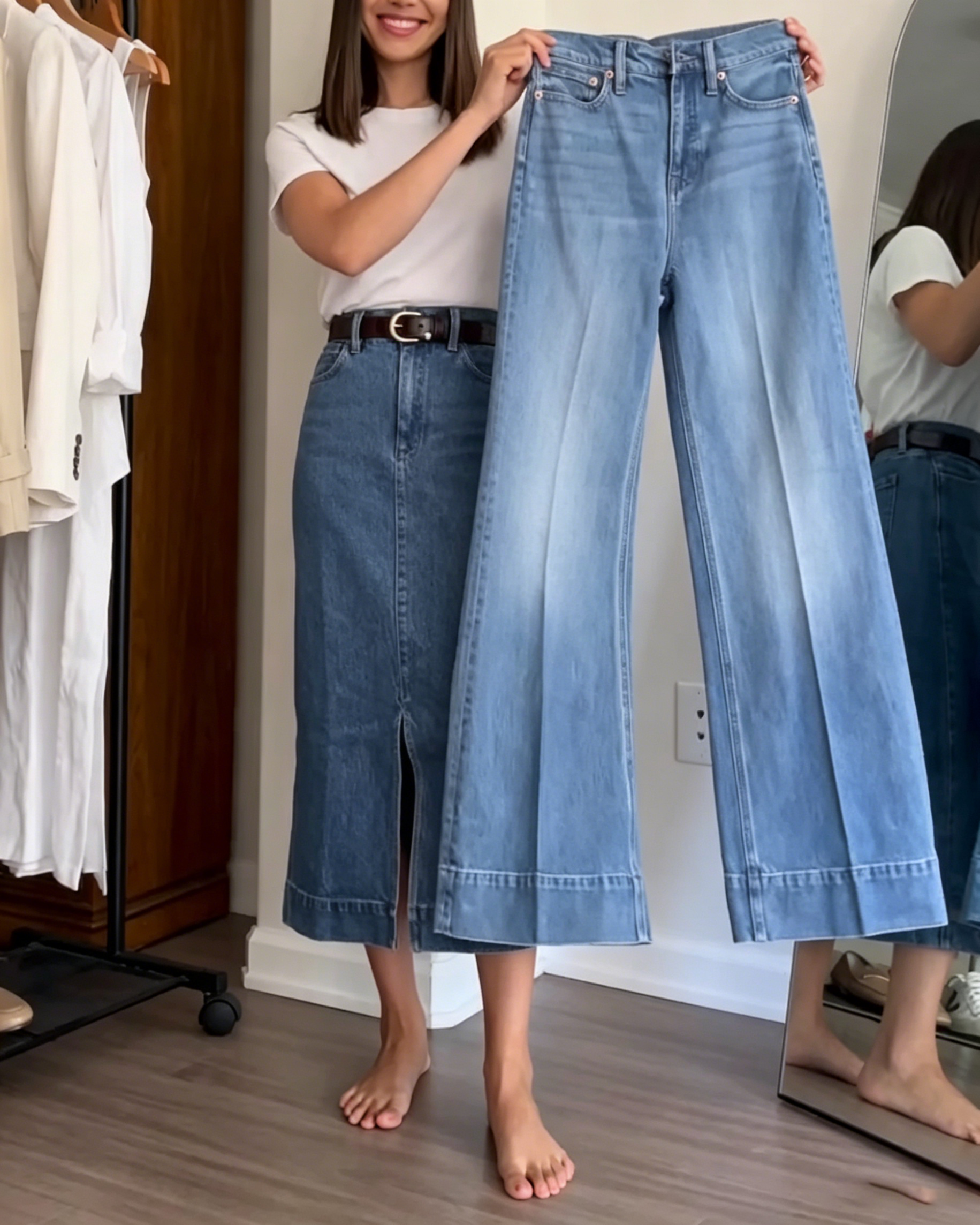 Casual High Waist Light Wash Flare Denim Jeans