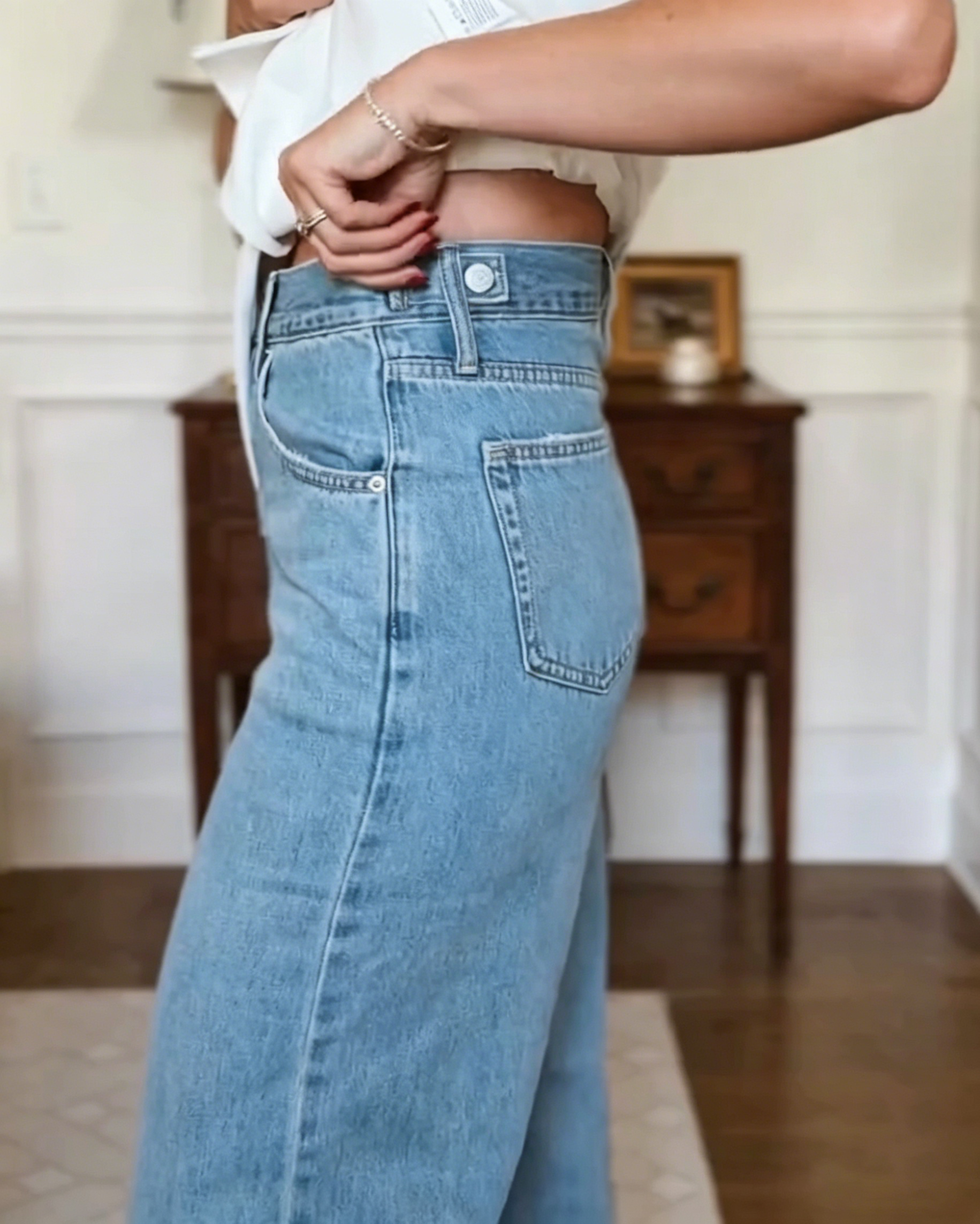 Casual Light Wash High Waist Denim Jeans