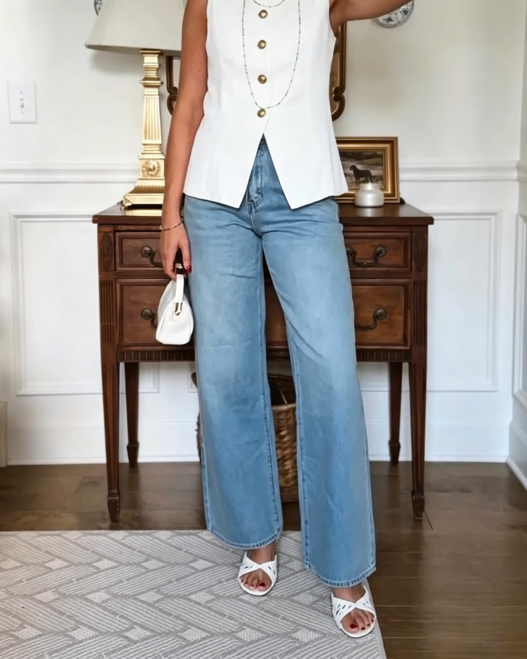 Casual Light Wash High Waist Denim Jeans