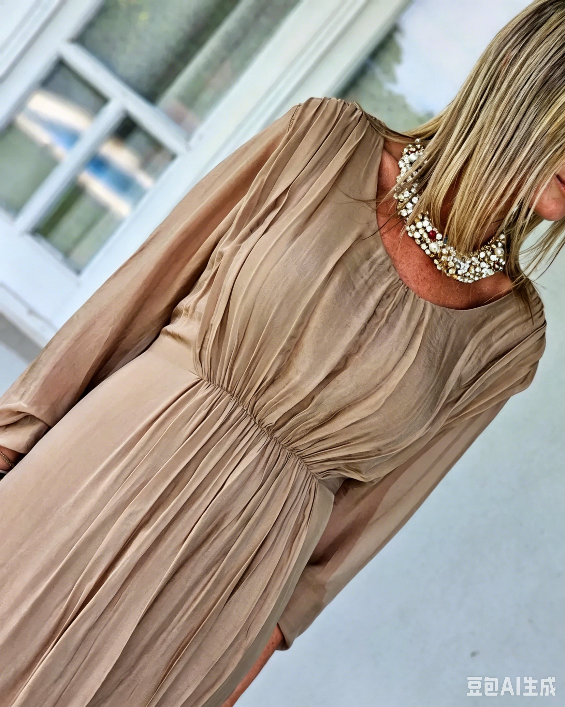 Casual Linen Long Sleeve Waist Shaping Solid Color Maxi Dress
