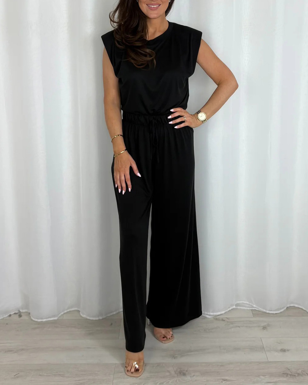 Women's Shoulder Pad Sleeveless Trouser Co-Ord (7 Colours)