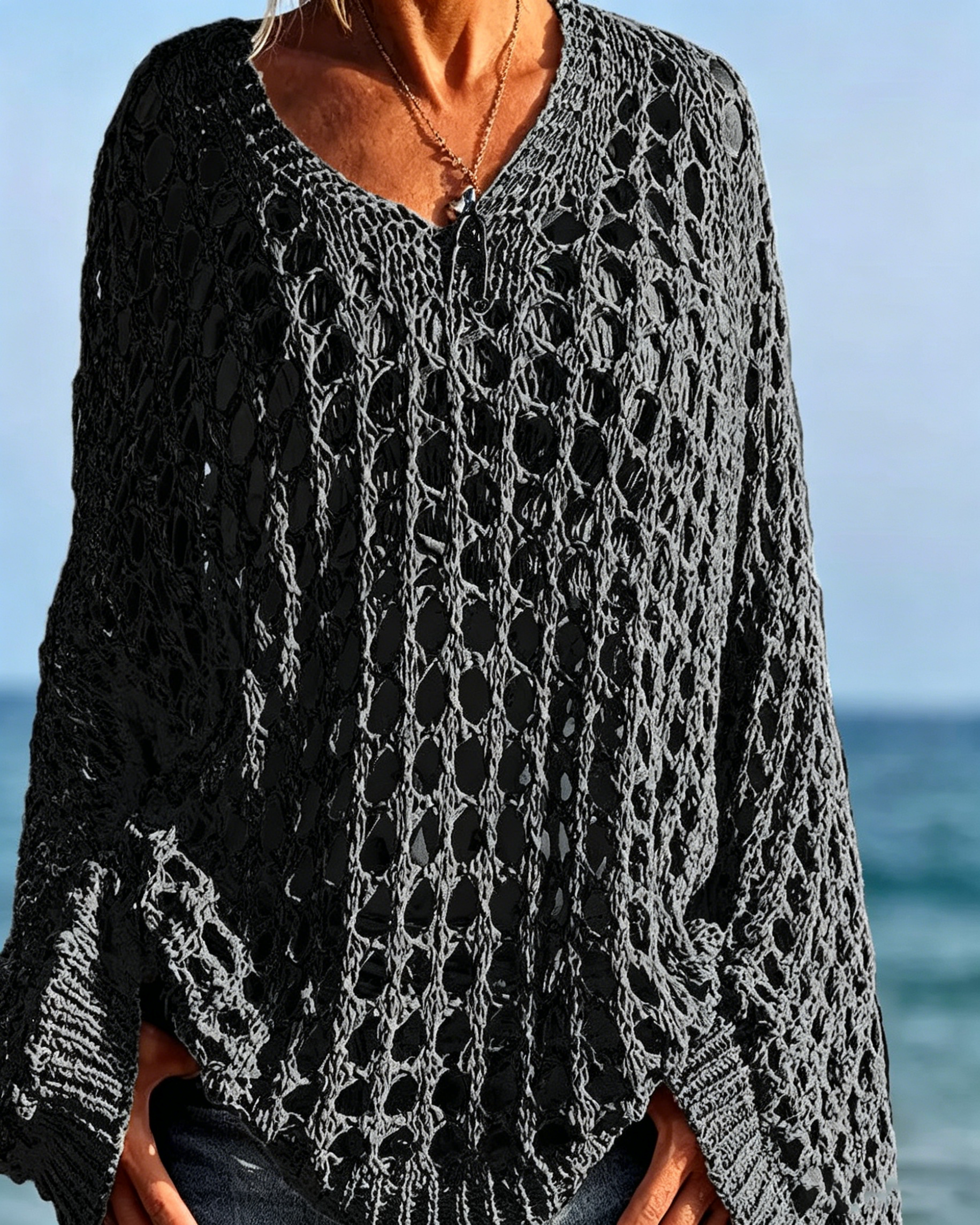 Women's Crochet Knit Top – Stylish Open-Knit, Relaxed Fit & Breathable