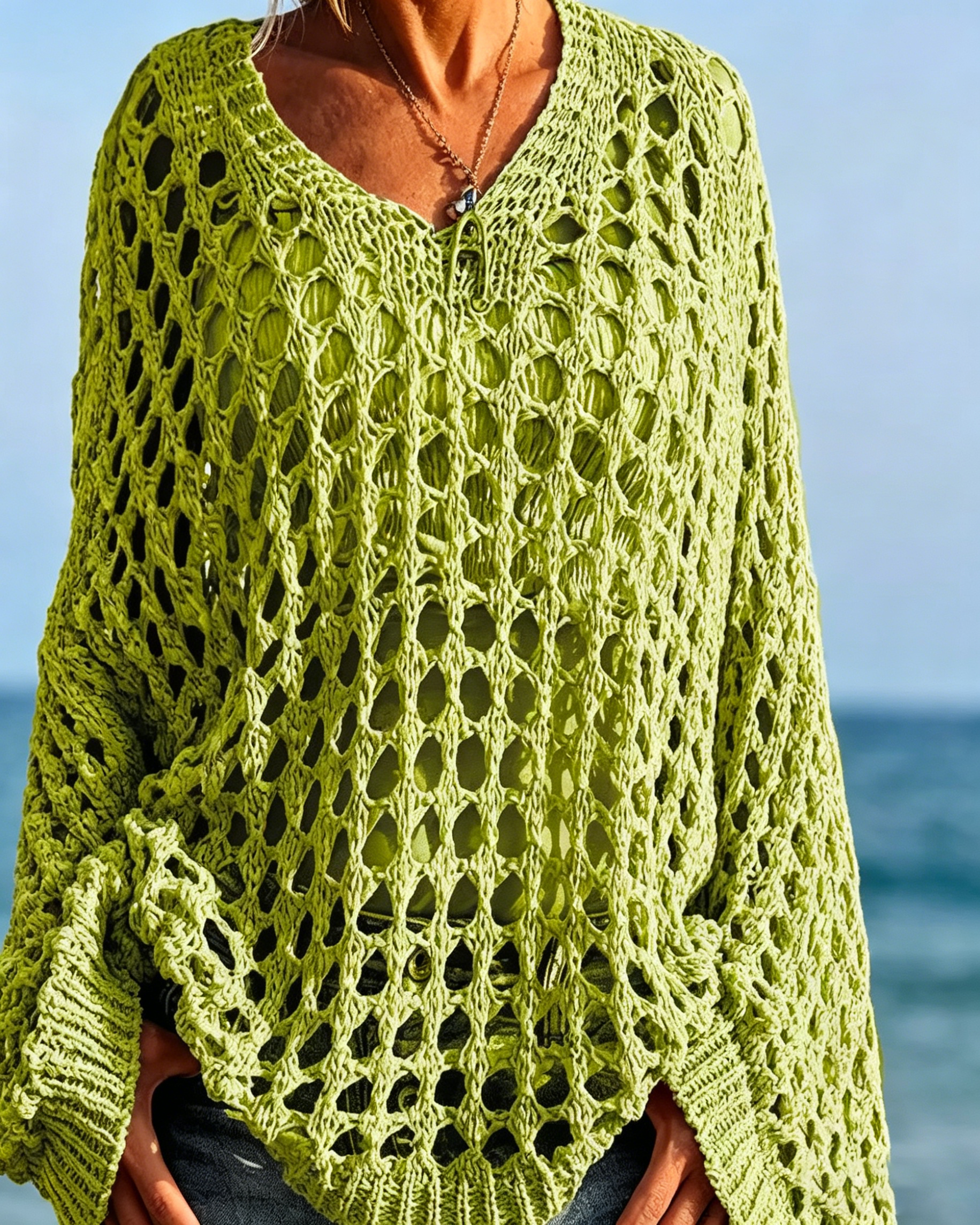 Women's Crochet Knit Top – Stylish Open-Knit, Relaxed Fit & Breathable