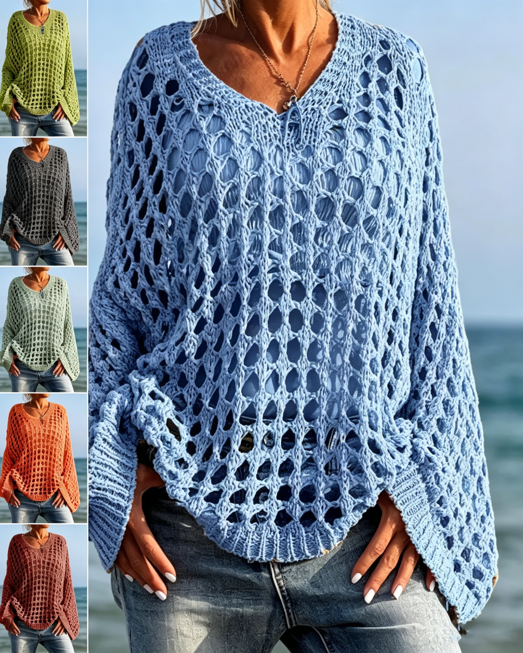 Women's Crochet Knit Top – Stylish Open-Knit, Relaxed Fit & Breathable