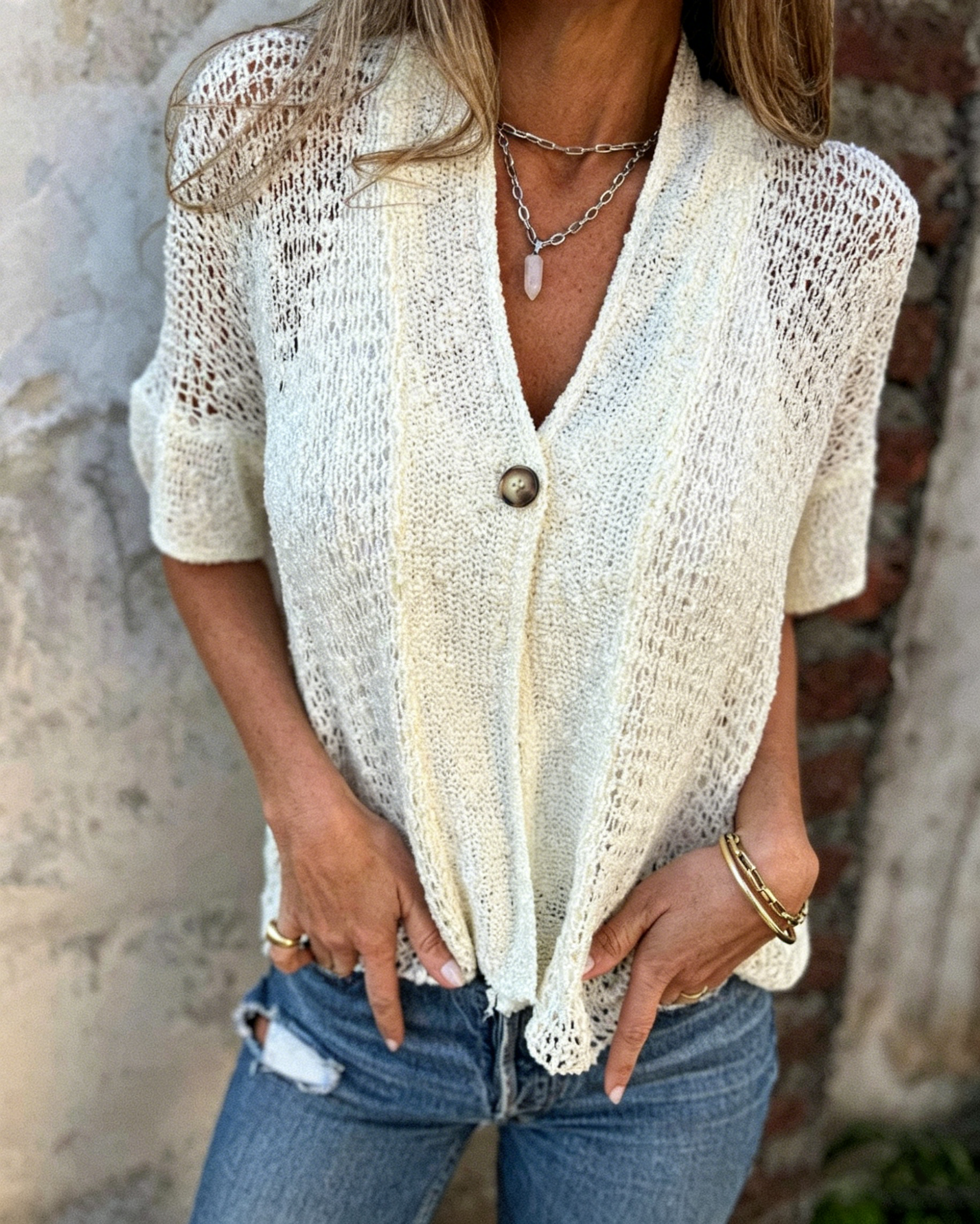 Women's Knitted Openwork Top