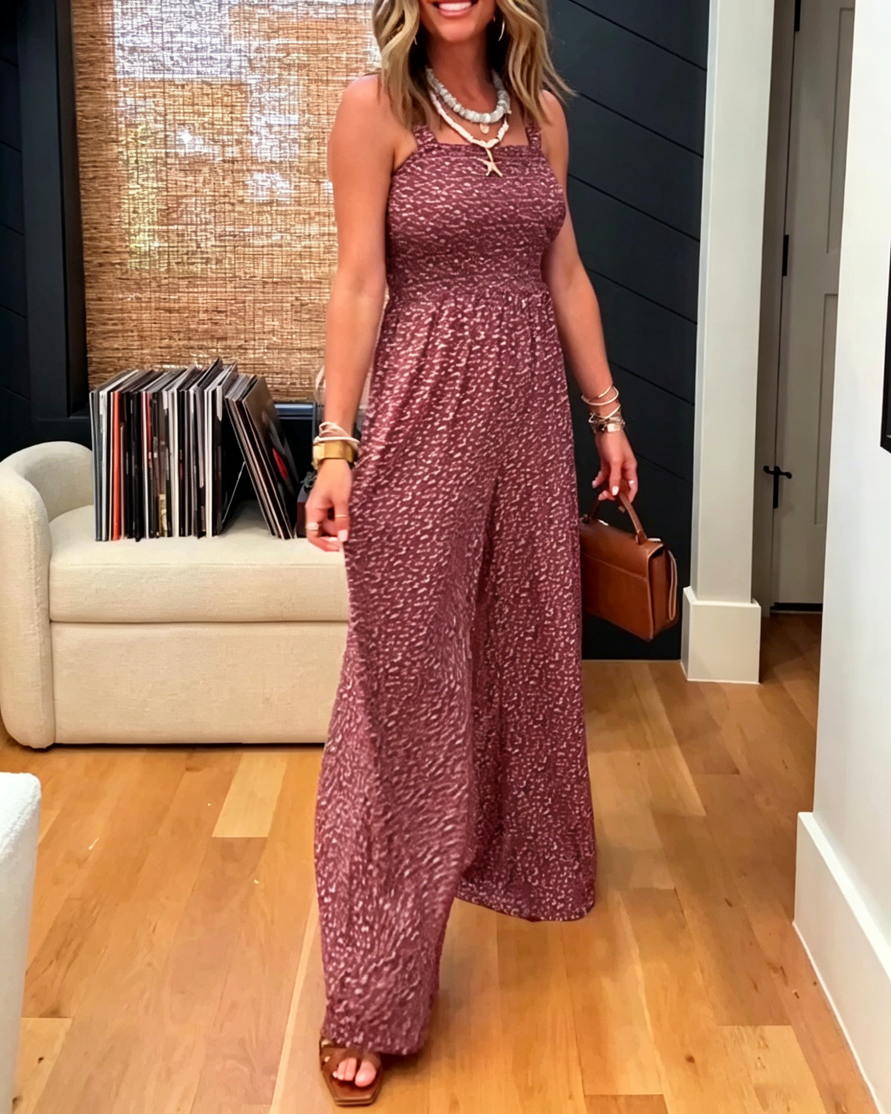 Women's One Shoulder Ruched Waist Pocket Wide Leg Elegant Formal Jumpsuit