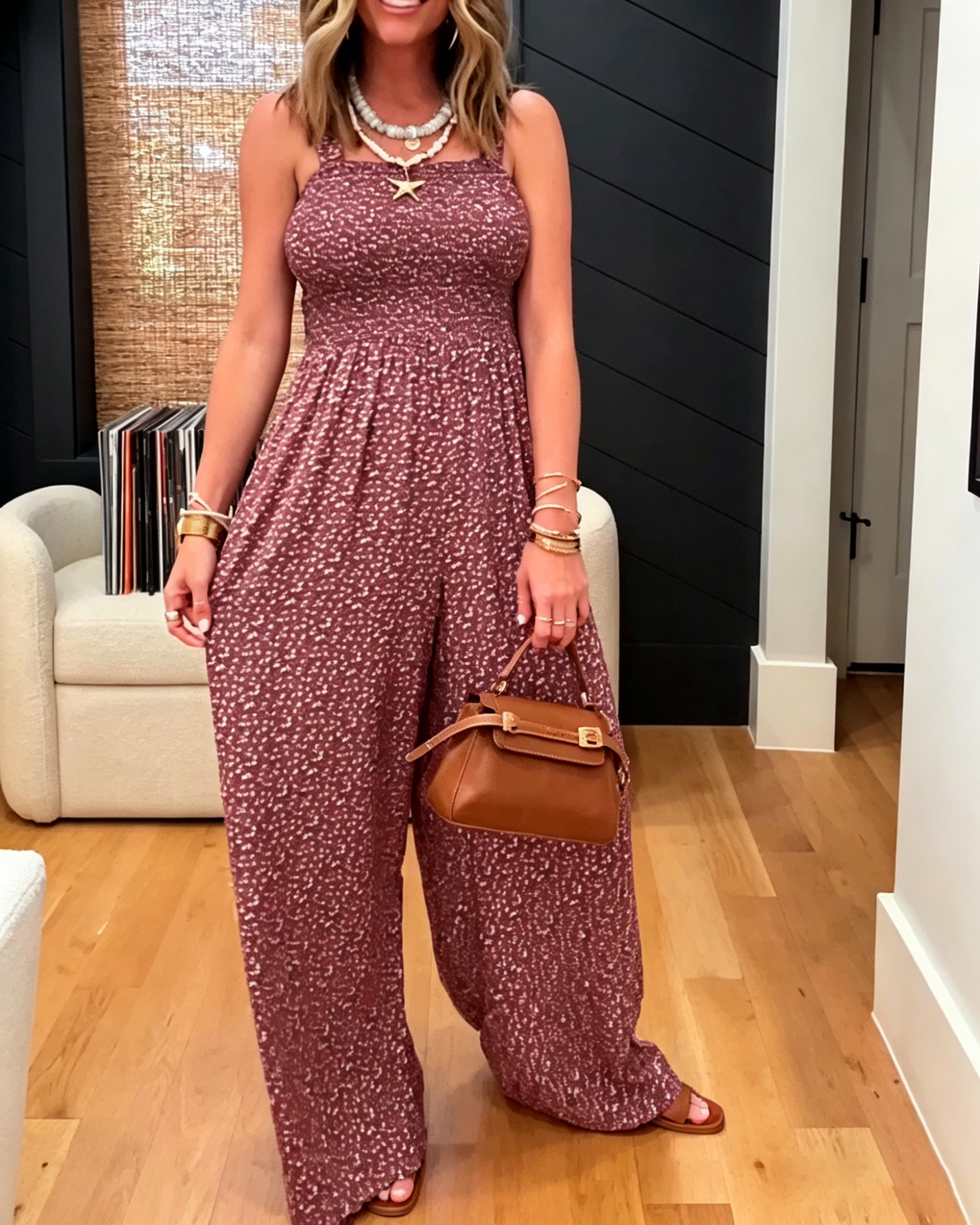 Women's One Shoulder Ruched Waist Pocket Wide Leg Elegant Formal Jumpsuit