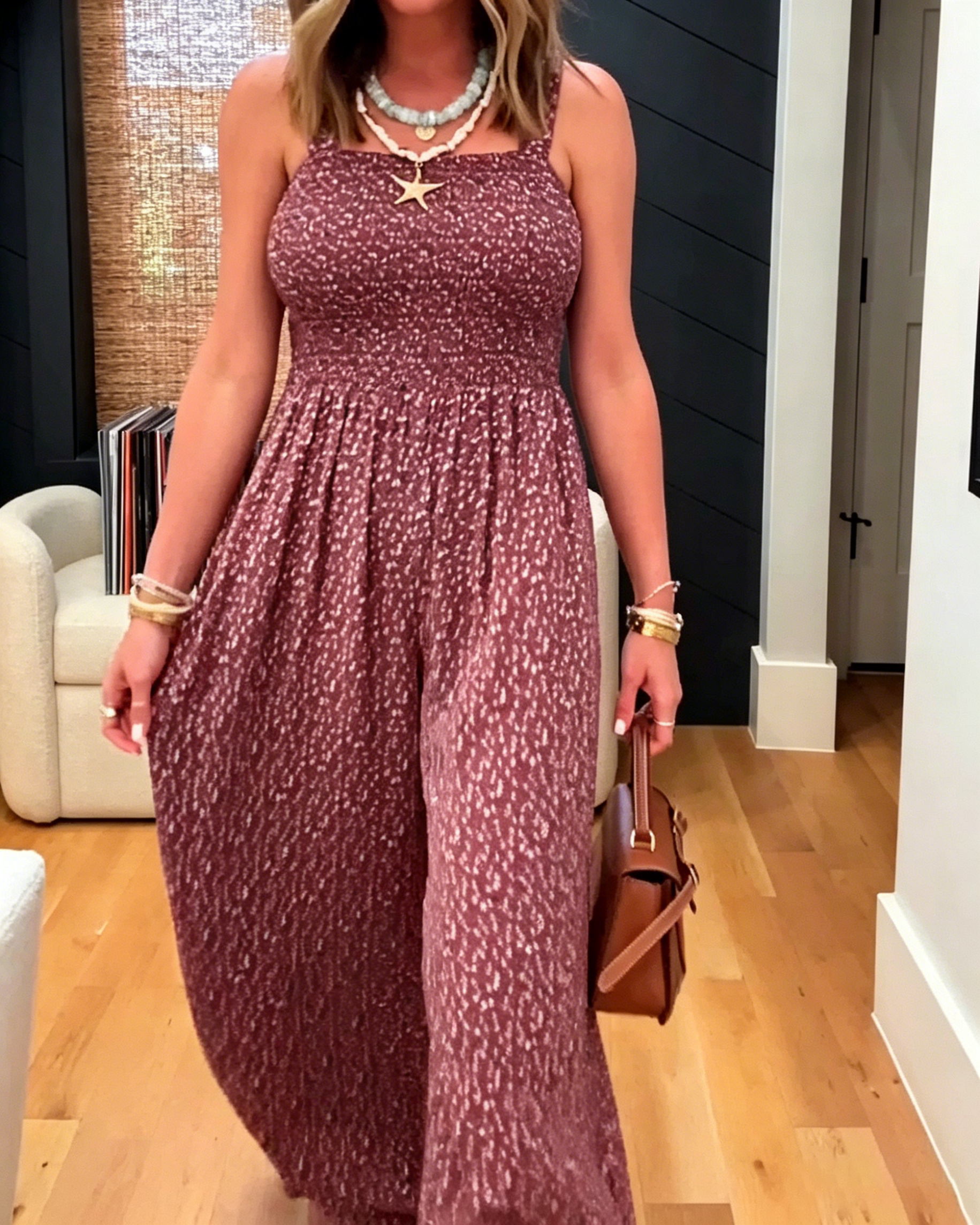 Women's One Shoulder Ruched Waist Pocket Wide Leg Elegant Formal Jumpsuit