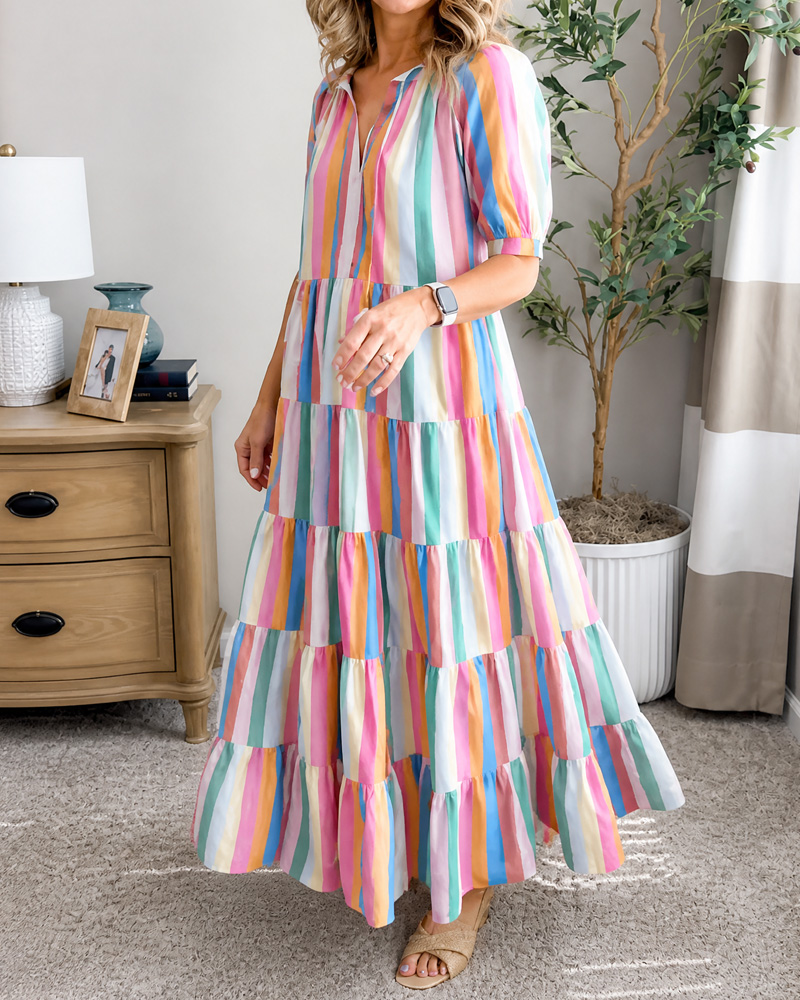 Women's Collared Color-Blocked Dress