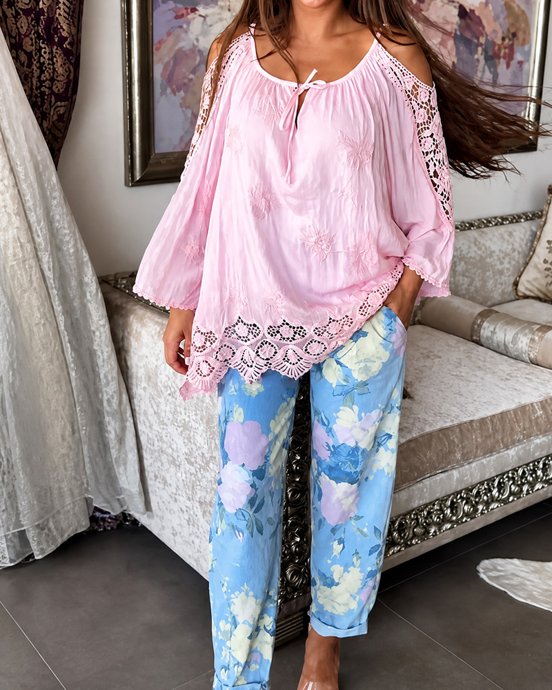 Women's Lace Patchwork Irregular Top