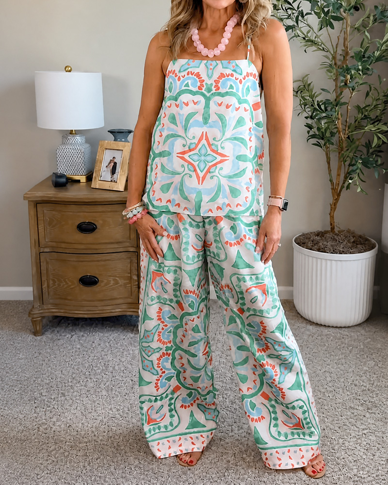 Women's Printed Suspender Jumpsuit