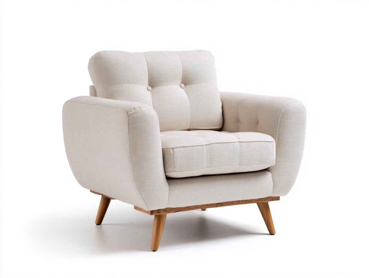 Fauteuil - Tissu-Bois - 102x84x87 cm - Beige chiné - Scandinave-Ravoaloft