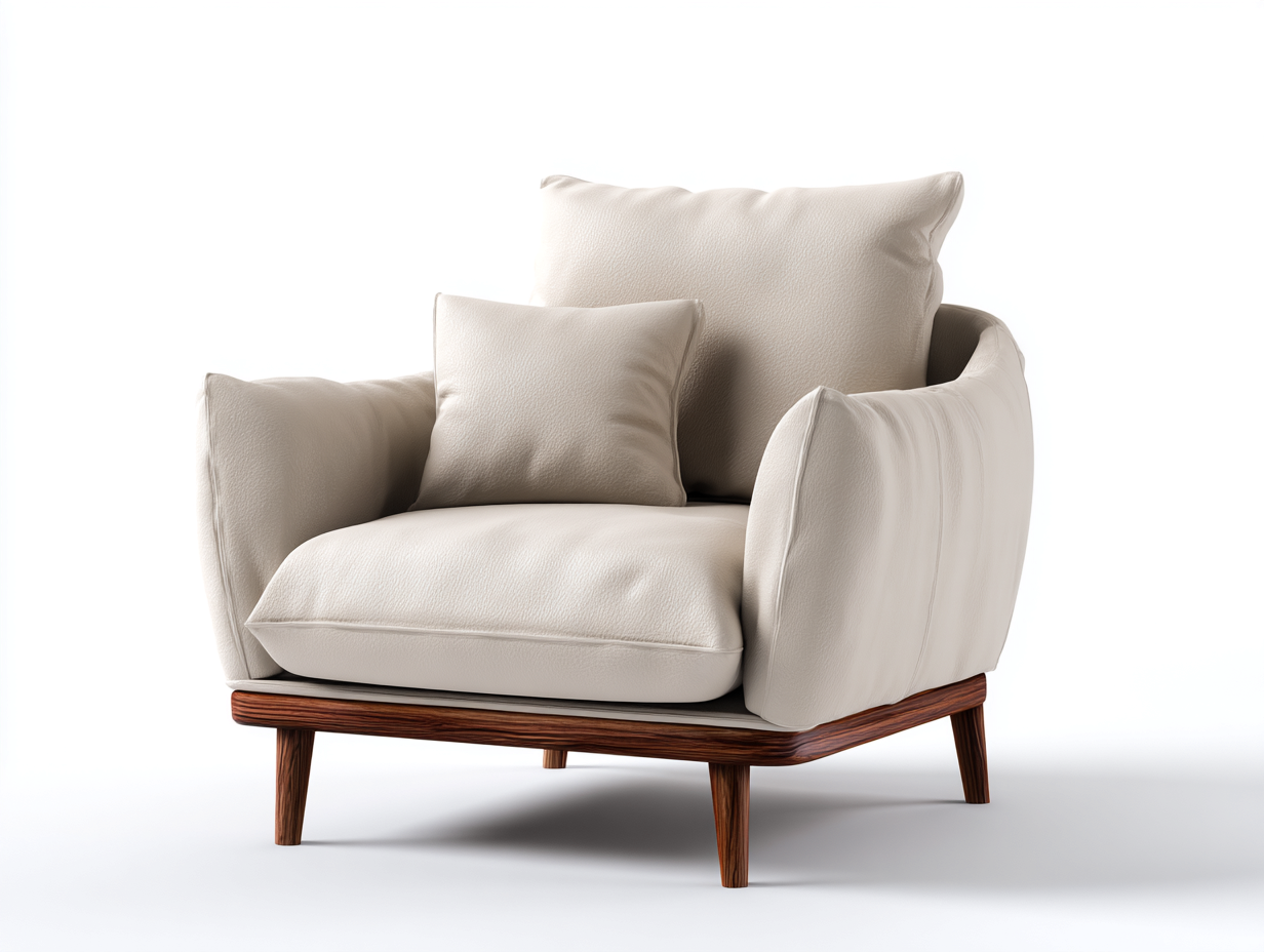 Fauteuil - Cuir synthétique-Bois - 116x88x78 cm - Crème - Moderne-Ravoaloft