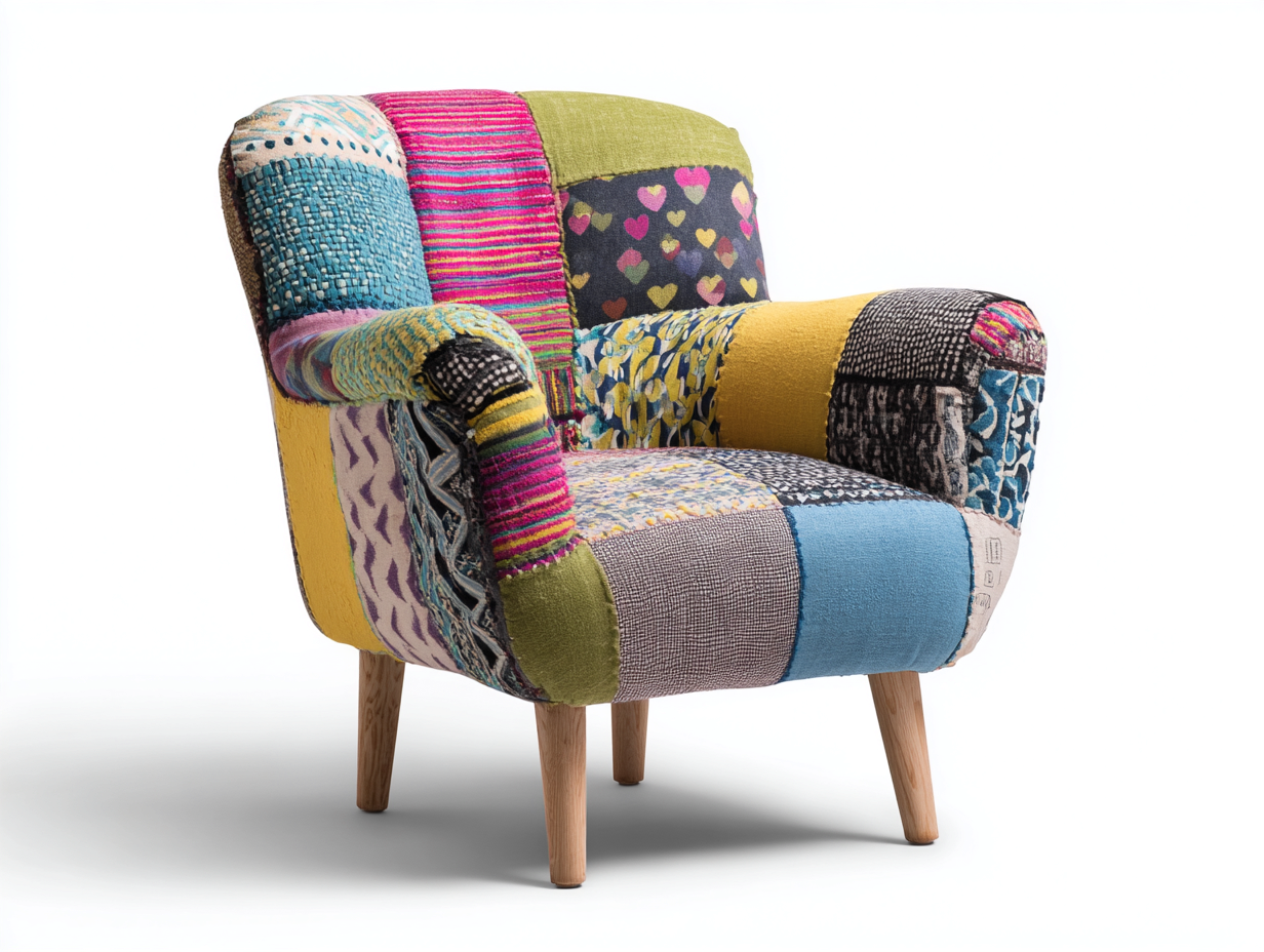Fauteuil - Tissu-Bois - 102x81x87 cm - Multicolore - Bohème-Ravoaloft