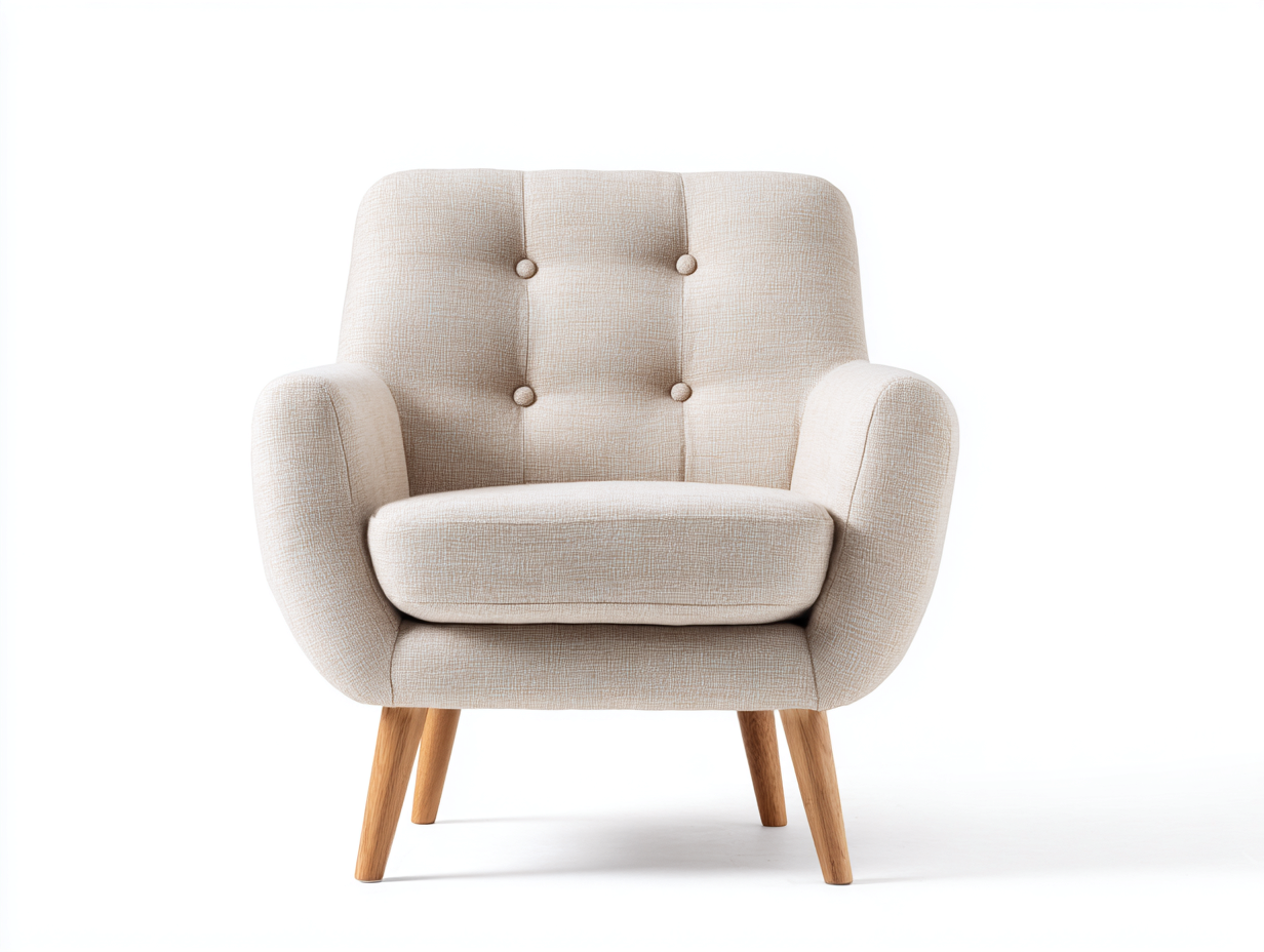 Fauteuil - Tissu-Bois - 101x80x86 cm - Beige naturel - Scandinave-Ravoaloft