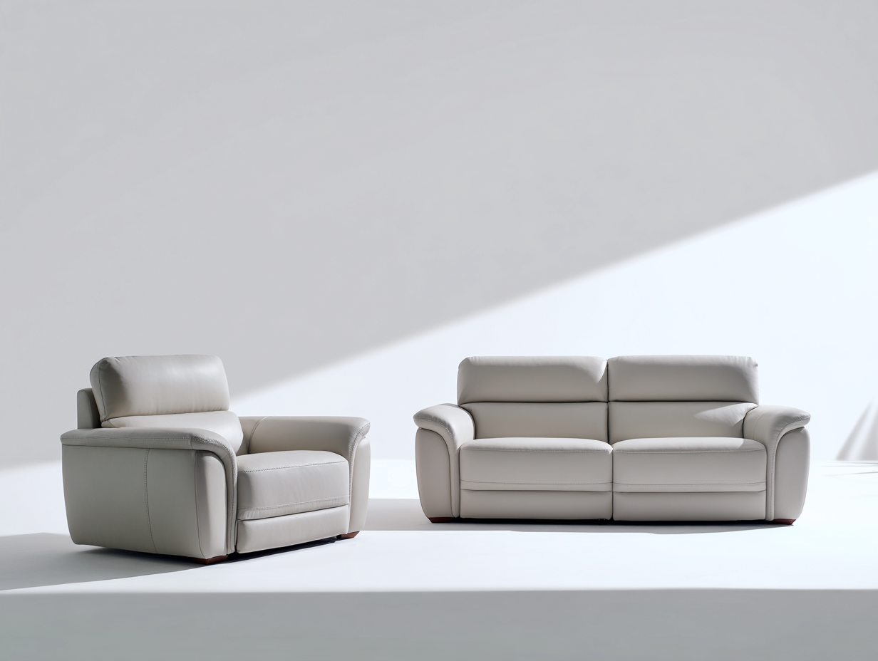 Ensemble de canapés - cuir - 198x94x88 cm - gris clair - contemporain-Ravoaloft
