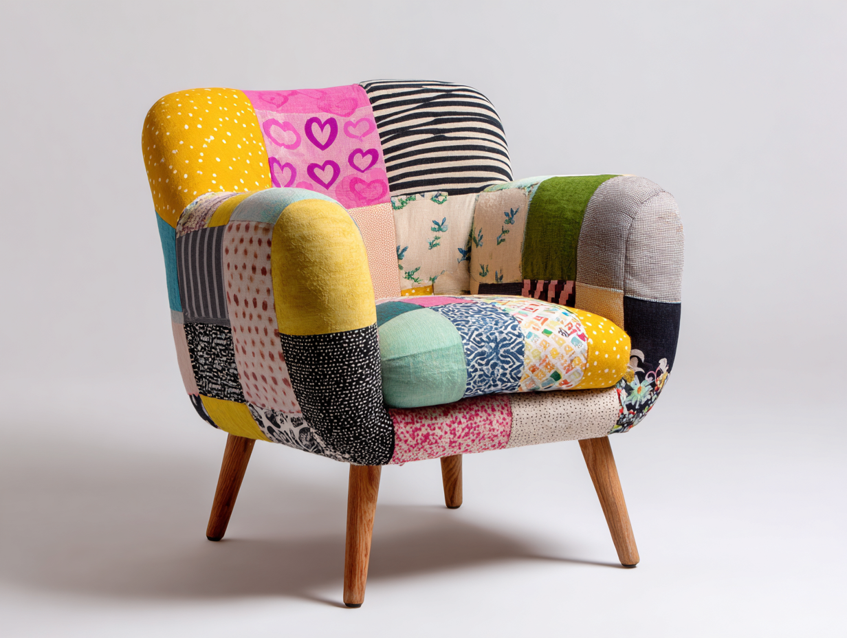 Fauteuil - Tissu-Bois - 101x80x84 cm - Multicolore - Éclectique-Ravoaloft