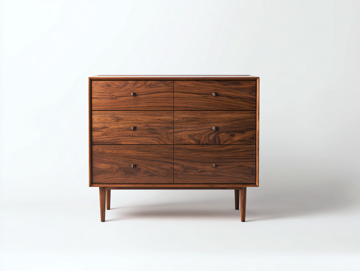 Table de chevet - bois de noyer - métal - 118 x 44 x 77 cm - noyer - style milieu du siècle-Ravoaloft