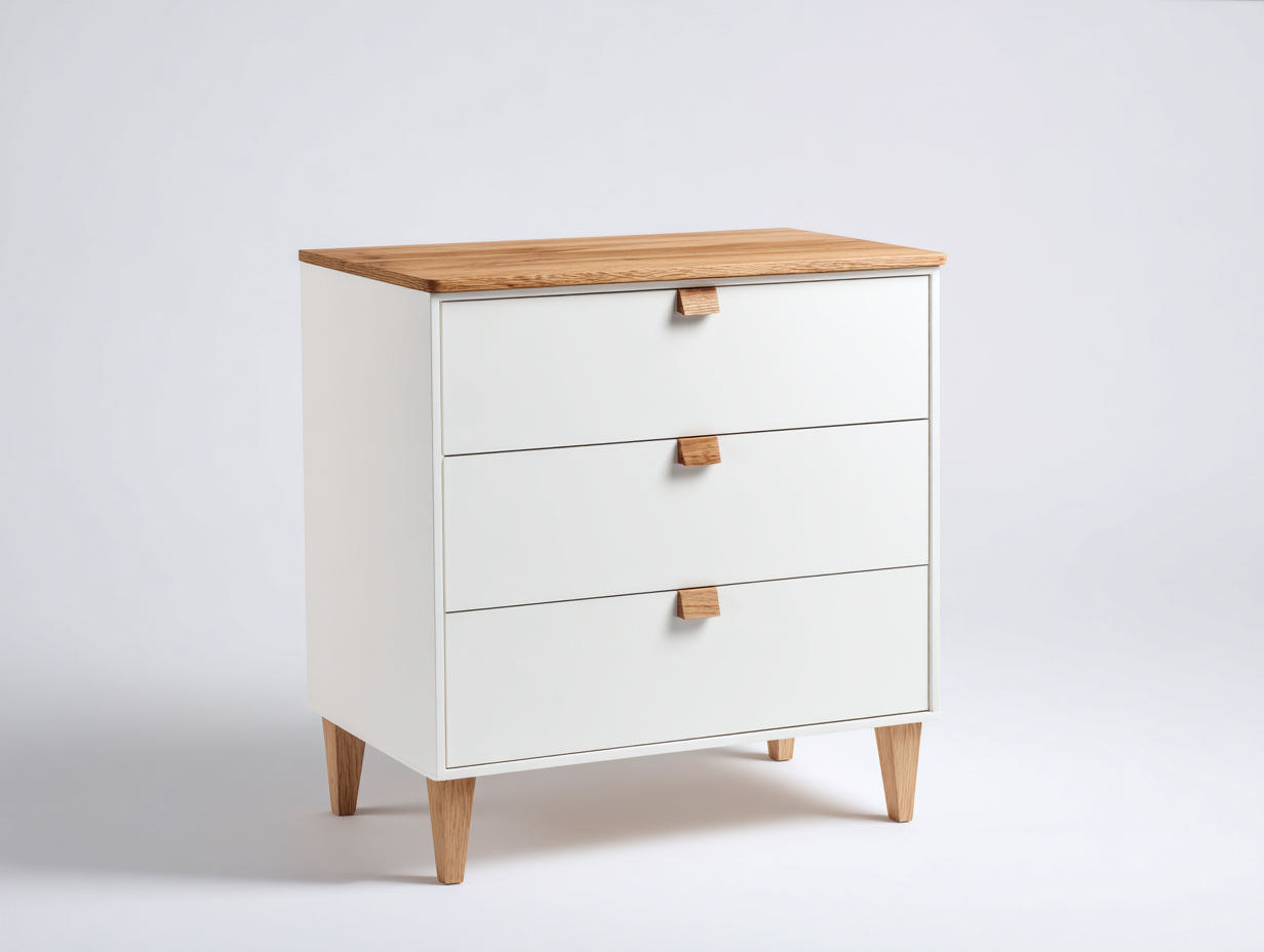 Table de chevet - MDF - bois massif - 79 x 43 x 71 cm - blanc-bois naturel - style scandinave-Ravoaloft