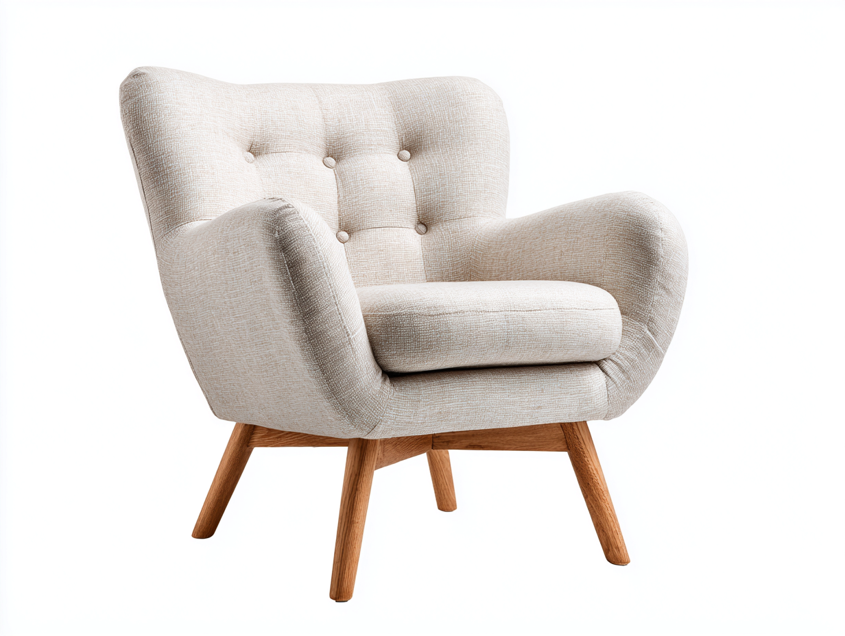 Fauteuil - Tissu-Bois - 105x83x89 cm - Beige clair - Scandinave-Ravoaloft