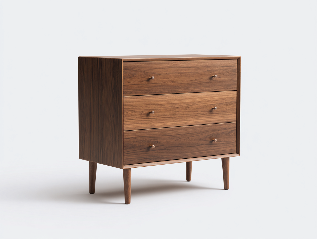 Table de chevet - bois de noyer - métal - 86 x 44 x 73 cm - noyer - style milieu du siècle-Ravoaloft