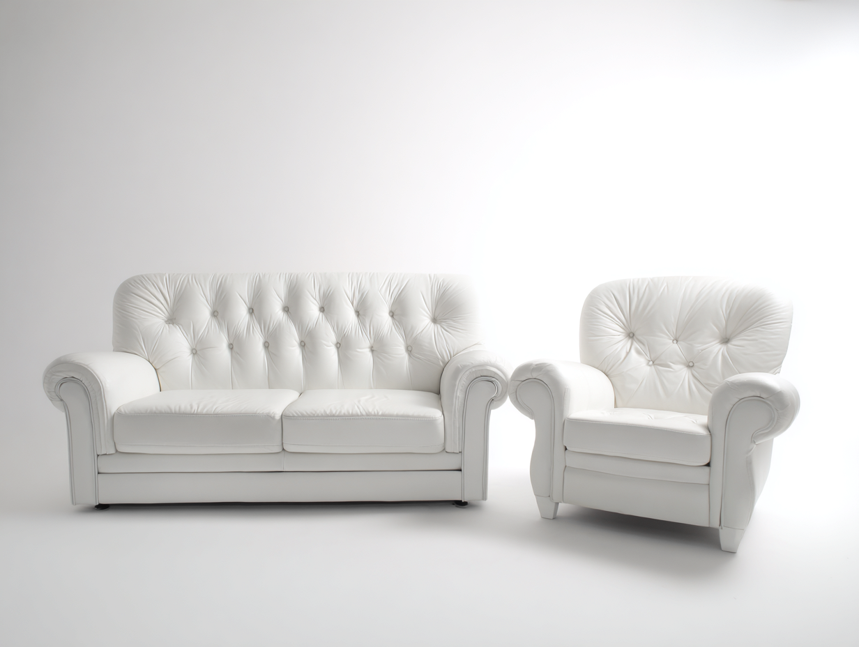 Ensemble de canapés - cuir - 198x90x88 cm - blanc - classique capitonné-Ravoaloft