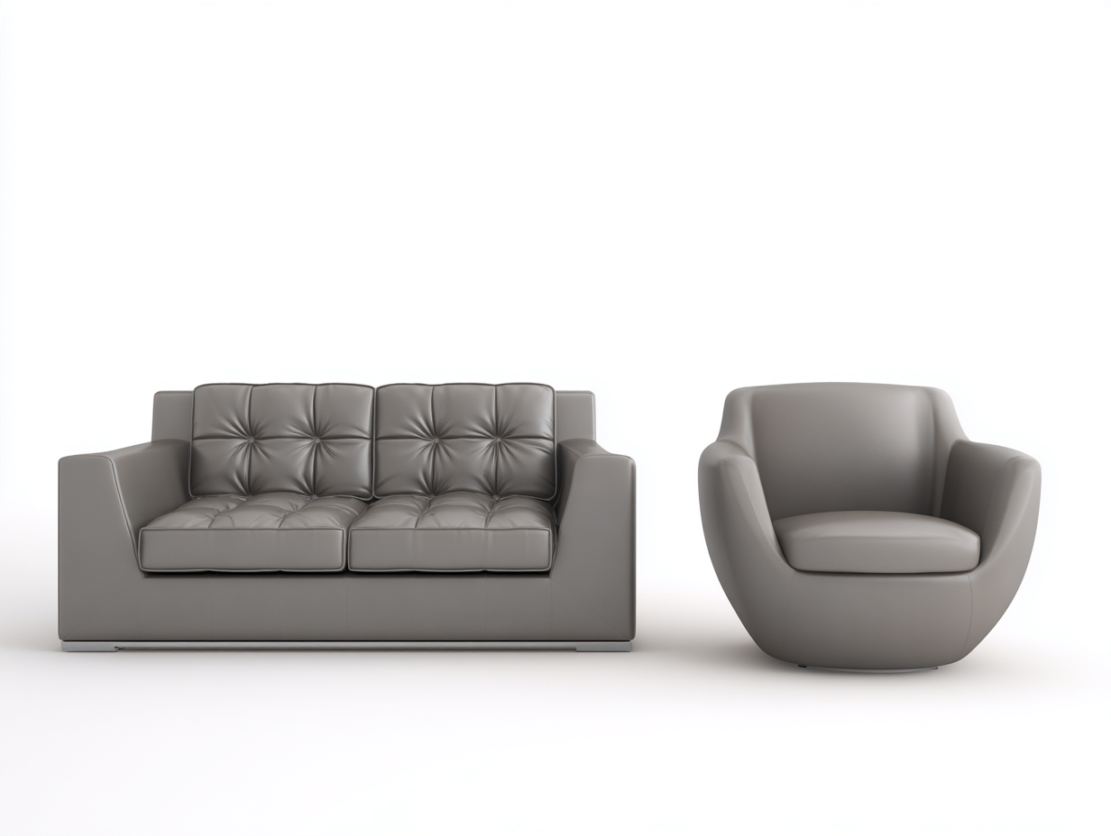 Ensemble de canapés - cuir - 195x90x83 cm - gris taupe - contemporain-Ravoaloft