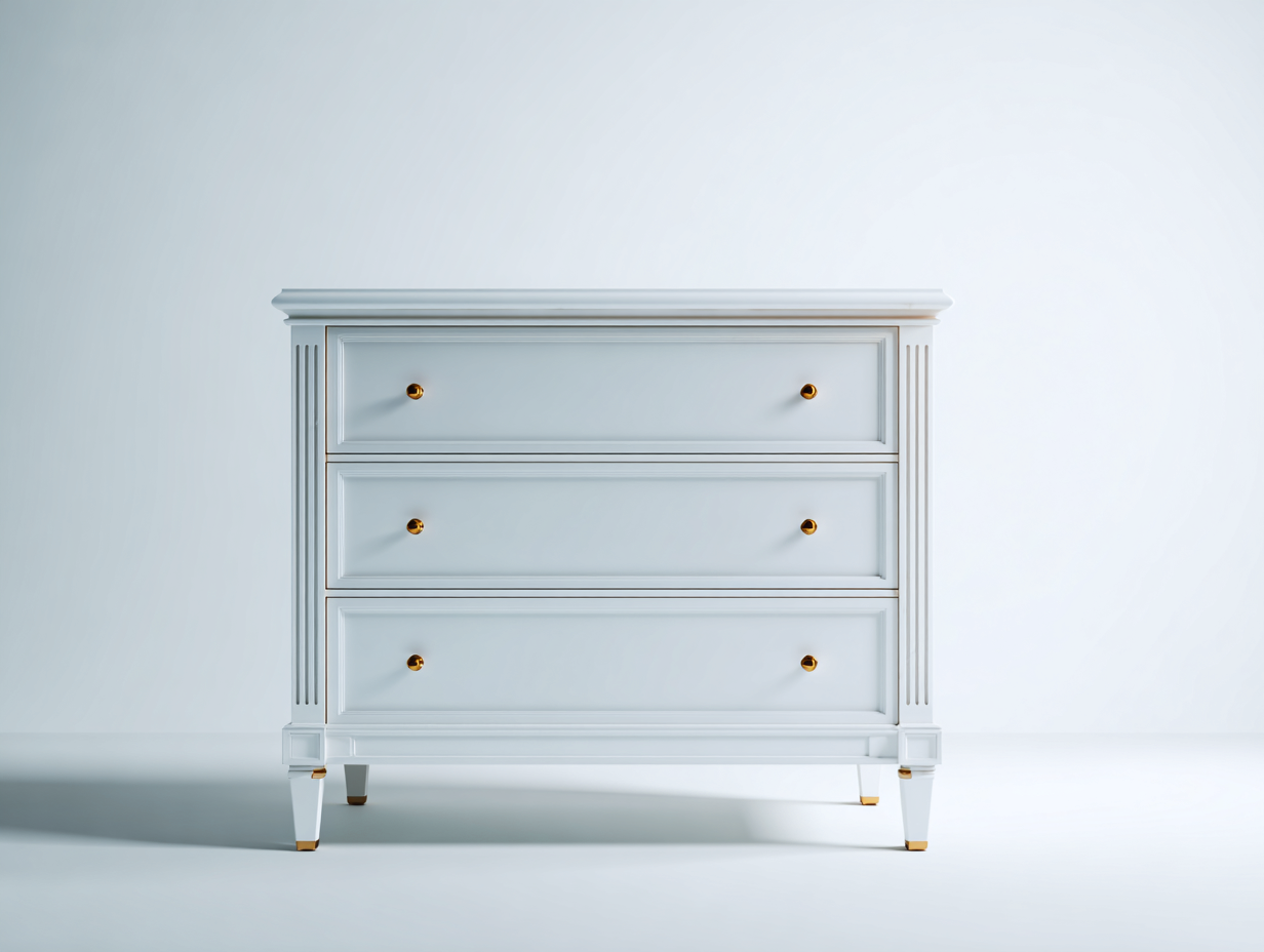 Table de chevet - MDF - métal - 101 x 46 x 76 cm - blanc - style classique-Ravoaloft