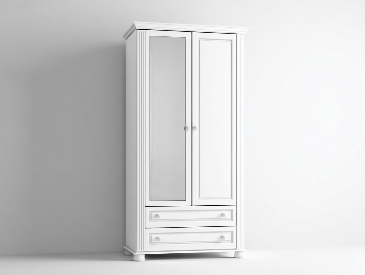 Armoire - bois-verre - 120 x 52 x 185 cm - blanc-gris - design classique-Ravoaloft