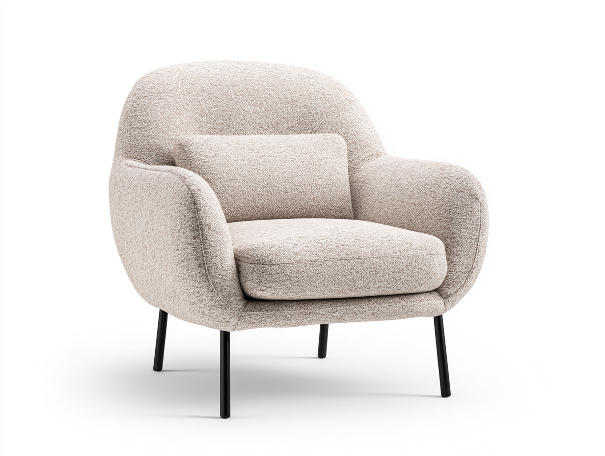 Fauteuil - Tissu-Métal - 108x84x82 cm - Beige chiné - Contemporain-Ravoaloft