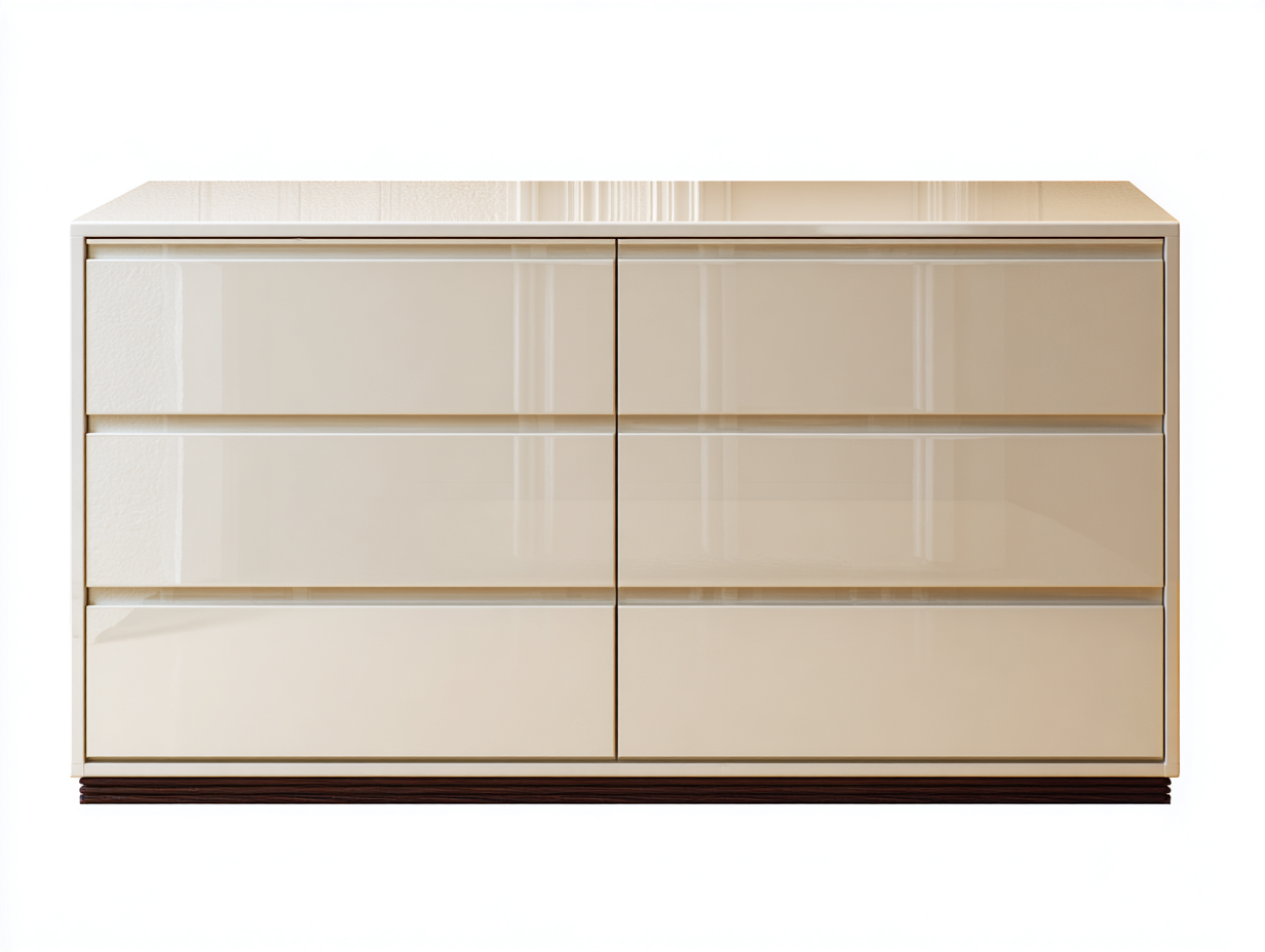 Cassettiera - Legno - 170x47x82 cm - Crema lucido-Marrone scuro - Contemporaneo-Jativonest