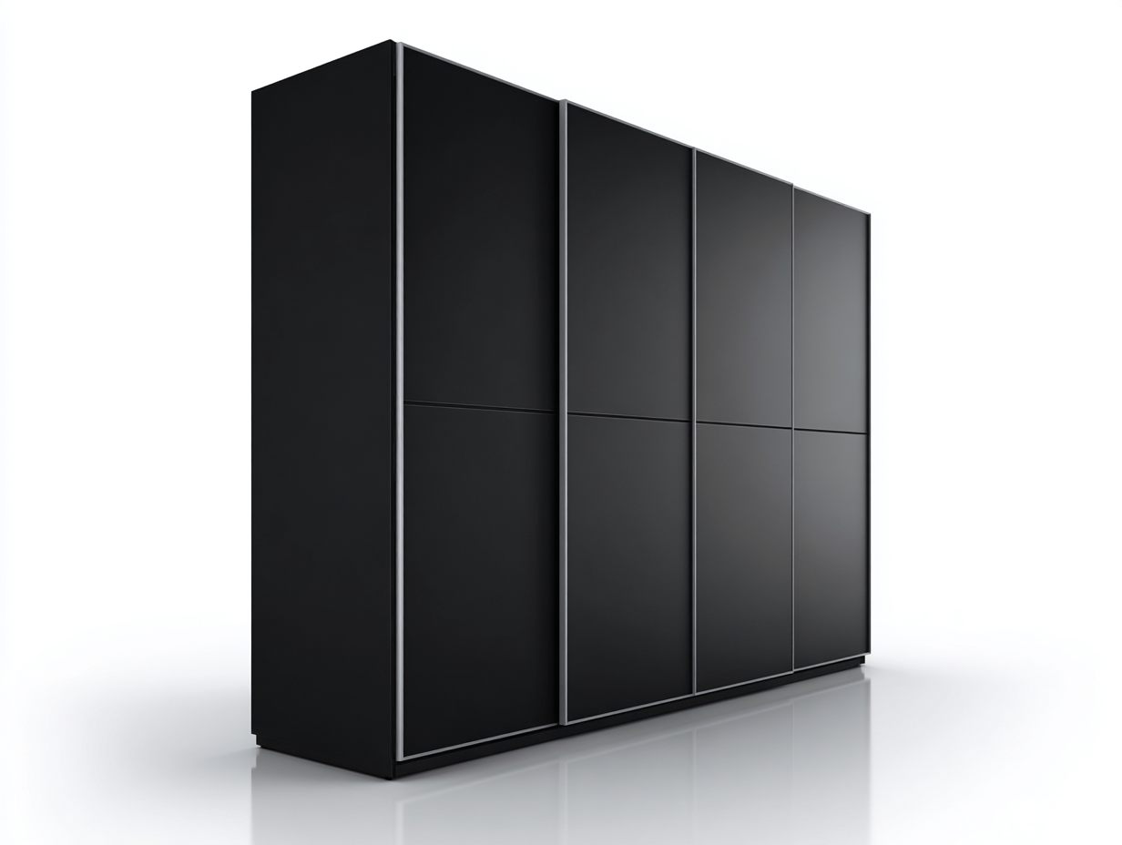 Armadio - pannelli - 300x65x225 cm - nero satinato - design moderno scorrevole-Jativonest