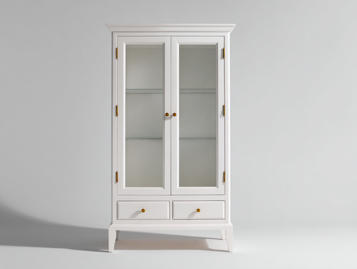 Vetrina - Legno - Vetro - 82x40x166 cm - Bianco-Trasparente - Classico moderno-Jativonest