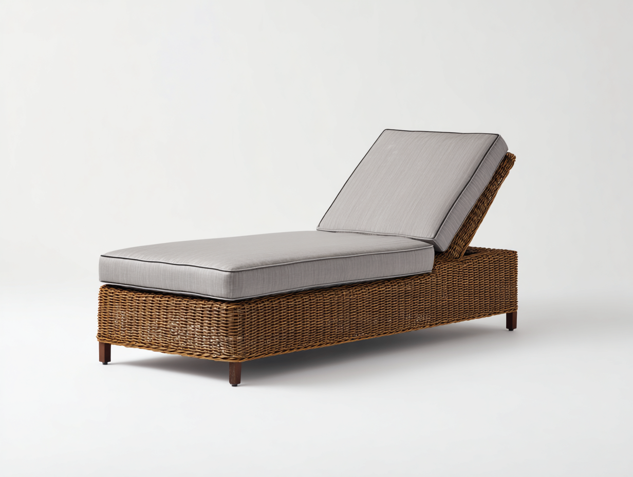 Lettino prendisole - rattan - 196x72x82 cm - marrone-grigio chiaro - design naturale regolabile-Jativonest