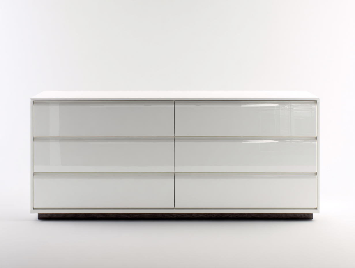 Cassettiera - Legno - 168x45x80 cm - Bianco lucido - Moderno-Jativonest