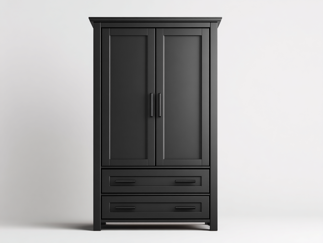 Armadio - pannelli - 118x55x202 cm - nero opaco - design classico con cassetti-Jativonest