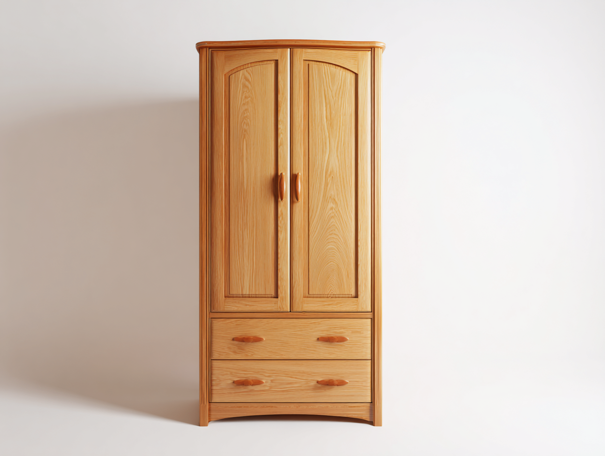 Armadio - pannelli - 106x52x186 cm - pino miele - design rustico con cassetti-Jativonest