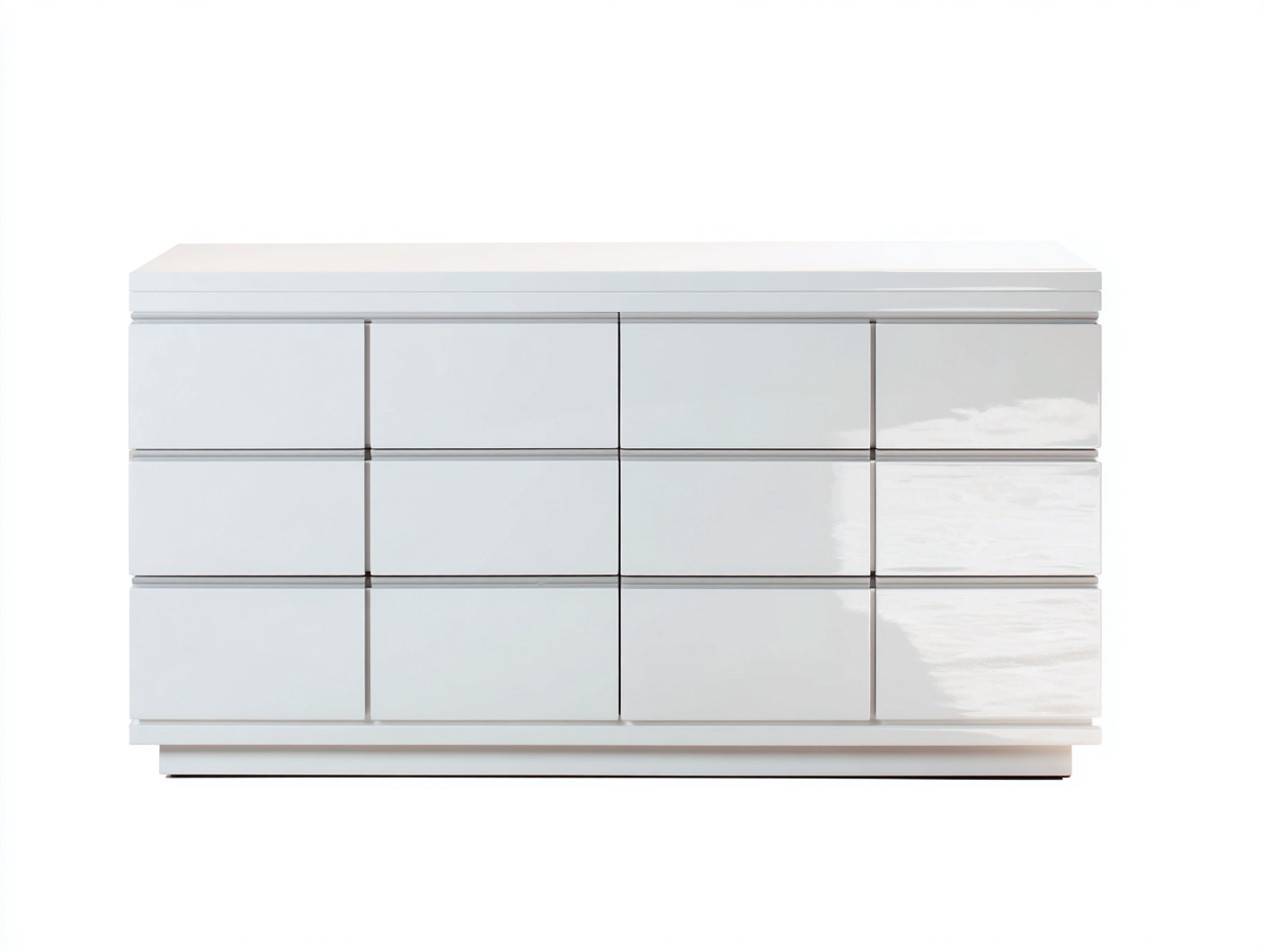 Cassettiera - Legno - 168x46x78 cm - Bianco lucido - Moderno-Jativonest