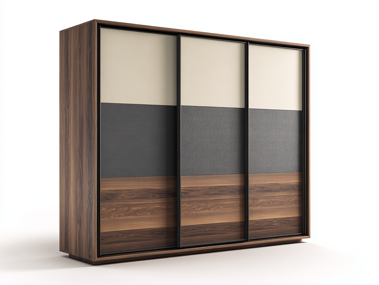 Armadio - pannelli - 240x60x220 cm - noce-crema-grigio antracite-nero - design moderno scorrevole-Jativonest