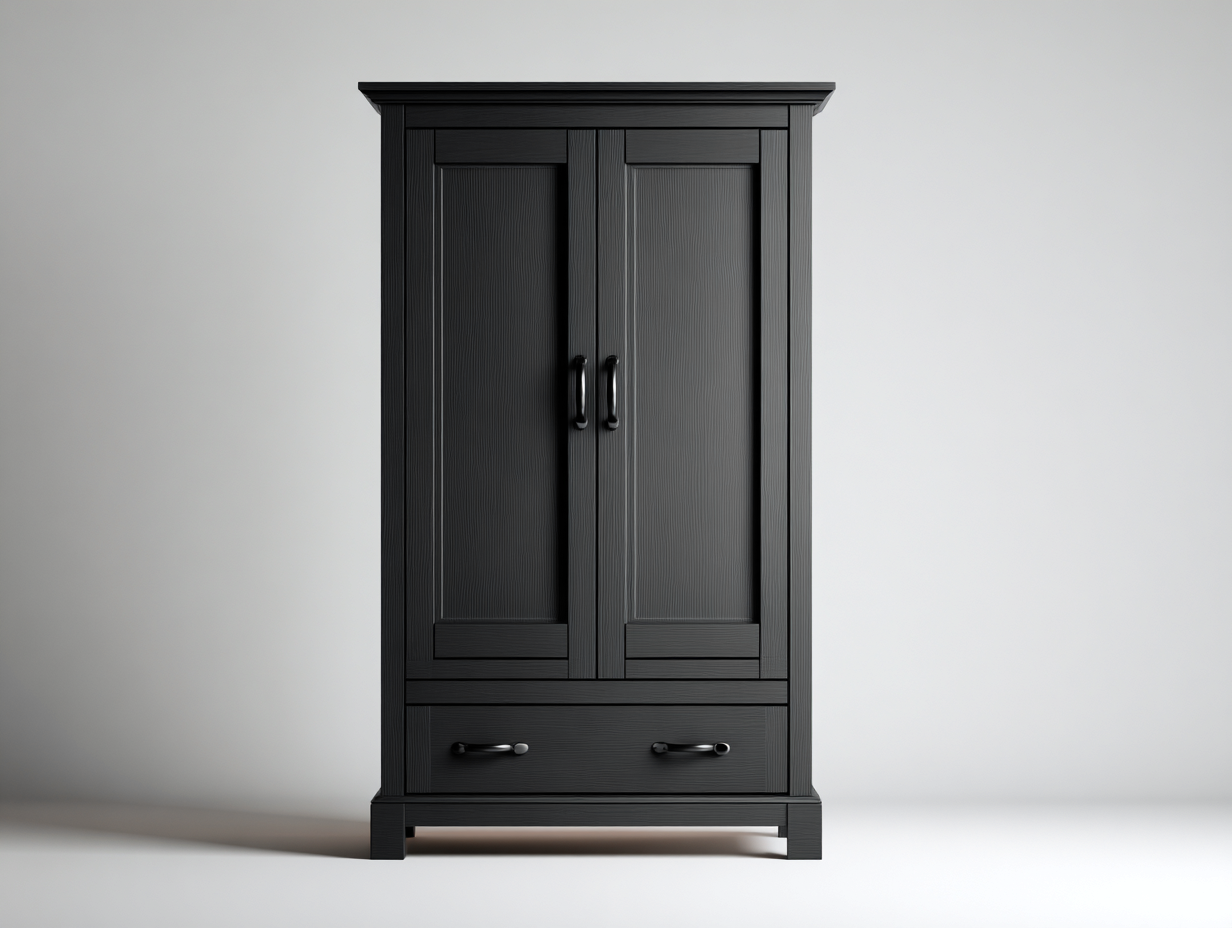 Armadio - pannelli - 112x52x190 cm - nero - design scanalato con cassetto-Jativonest