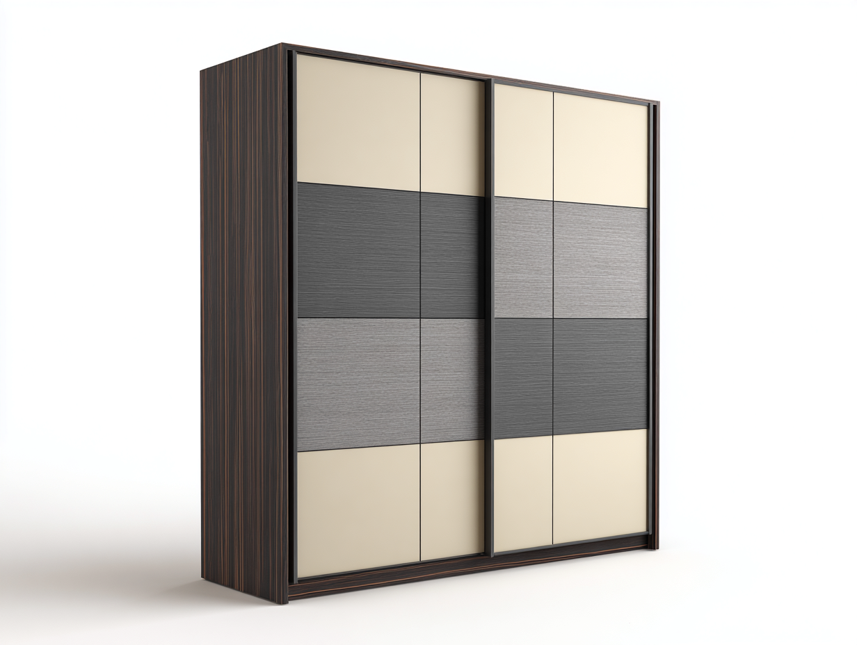 Armadio - pannelli - 238x62x218 cm - noce-crema-grigio chiaro-grigio antracite-nero - design moderno scorrevole-Jativonest