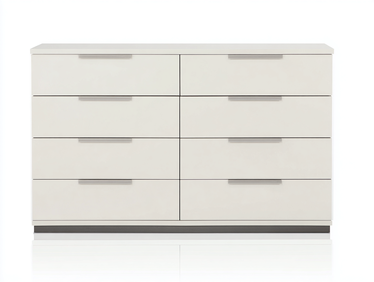 Cassettiera - Legno - Metallo - 162x44x88 cm - Bianco lucido-Grigio - Minimalista-Jativonest