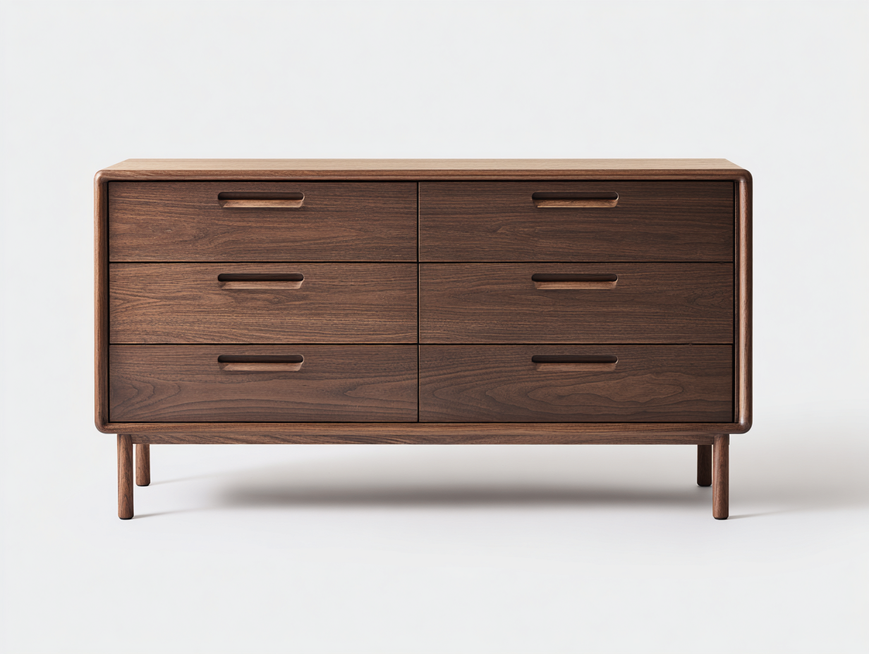 Cassettiera - Legno - 158x46x83 cm - Noce scuro - Retrò moderno-Jativonest
