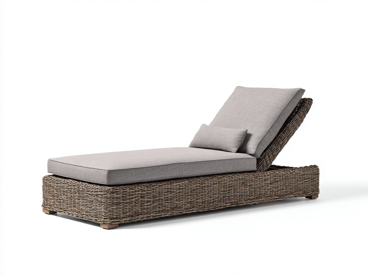 Lettino prendisole - rattan - 202x74x82 cm - grigio talpa-marrone naturale - design regolabile lineare-Jativonest