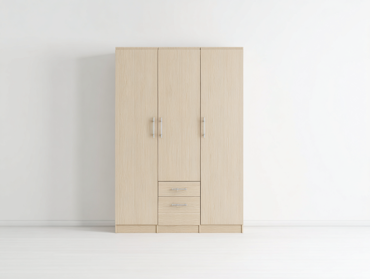 Armadio - pannelli - 135x52x198 cm - rovere chiaro - design compatto con cassetti-Jativonest