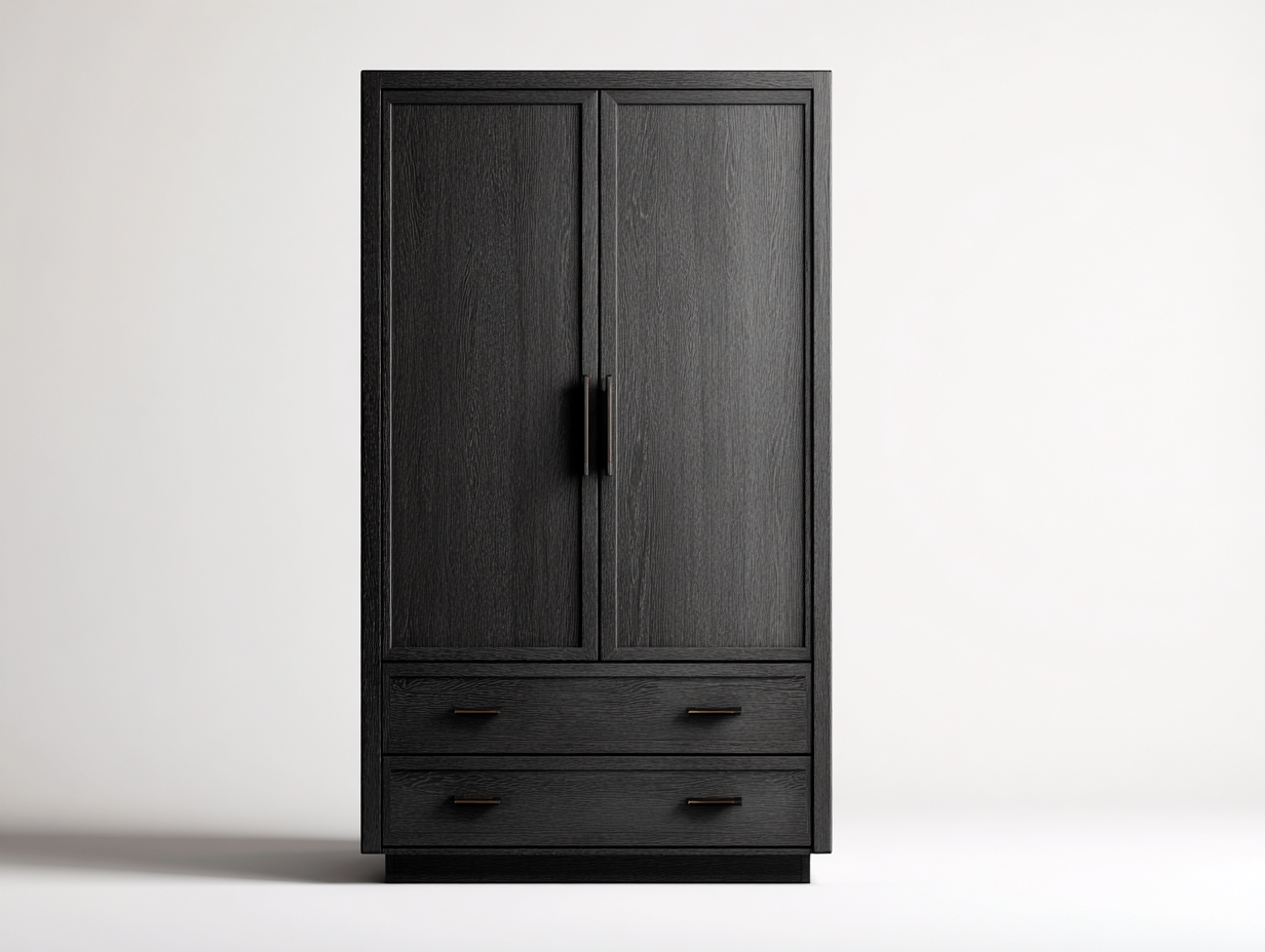 Armadio - pannelli - 120x54x198 cm - nero rovere - design moderno con cassetti-Jativonest